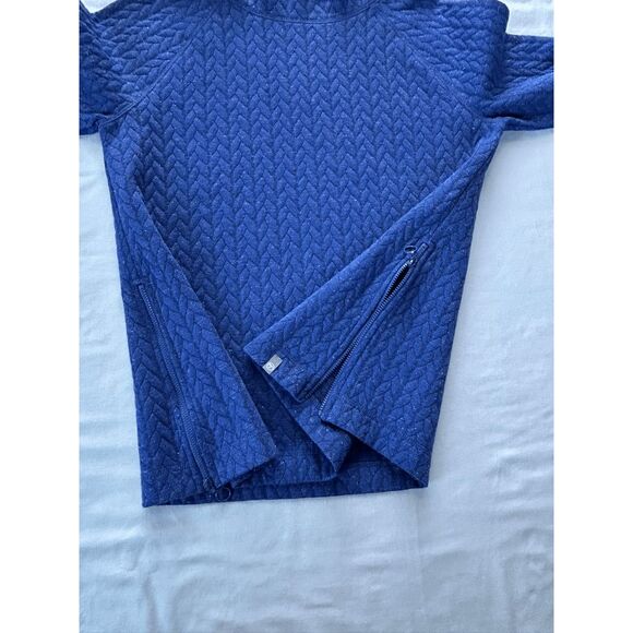 T by Talbots Mock Turtleneck Metallic Blue Sweater, Size Sp, Festive, Zipper - Picture 6 of 8